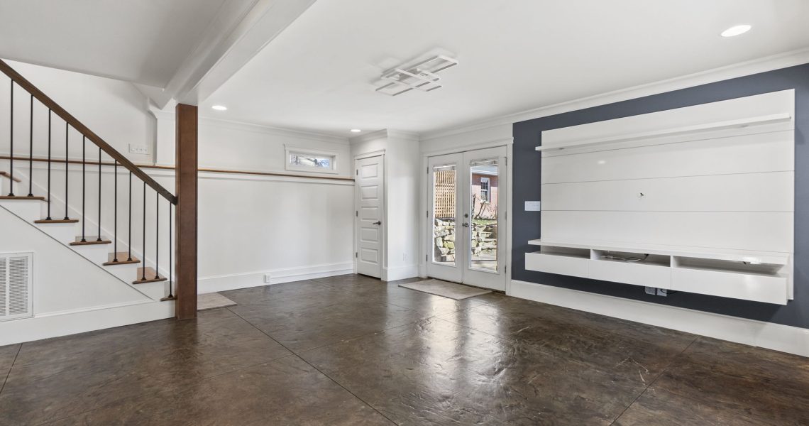 Basement with coat closet